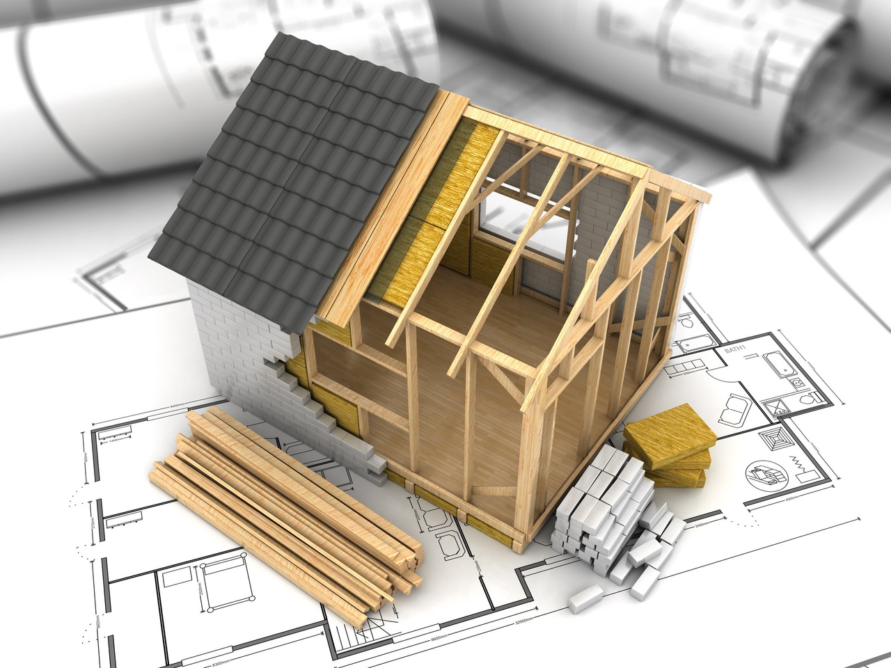 Représentation en 3D d'une maison faisant l'objet d'un permis de construire, conçue dans le cadre du projet architectural.